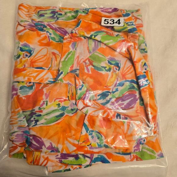 J.McLaughlin Parrot Print Button Down Shirt Sz S Tropical Orange Coastal Resort - Picture 8 of 8